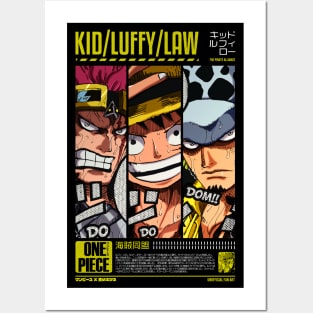 THE PIRATE ALLIANCE | LUFFY | TRAFALGAR LAW | KID | OTAKU DESIGN Posters and Art